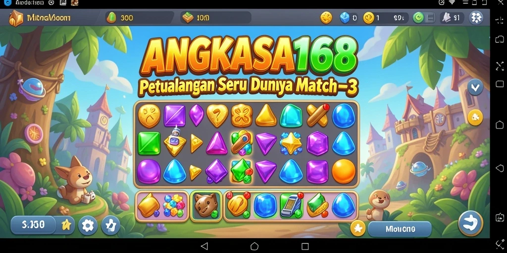 Screenshot utama ANGKASA168 menampilkan serunya gameplay Match-3.