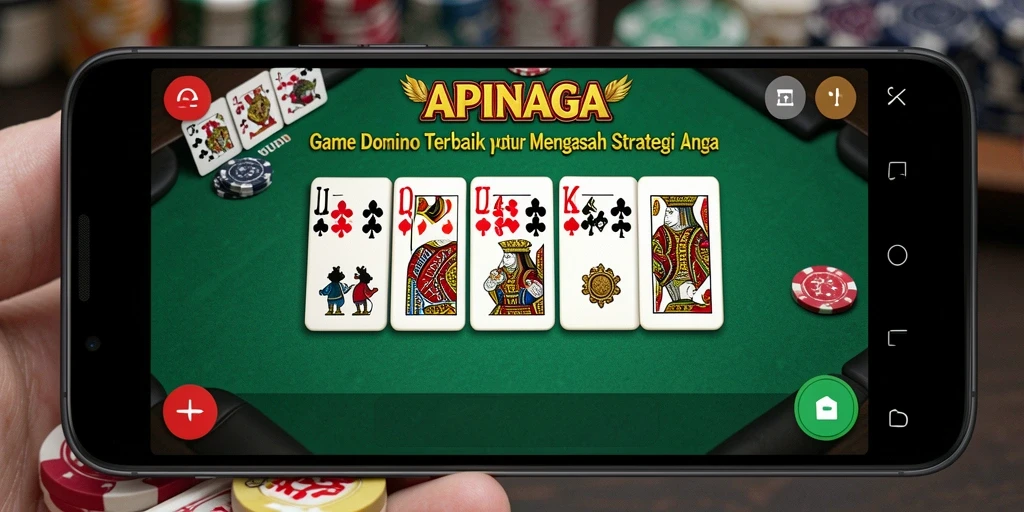 Skrinsut gameplay APINAGA dengan suasana permainan Domino yang seru.