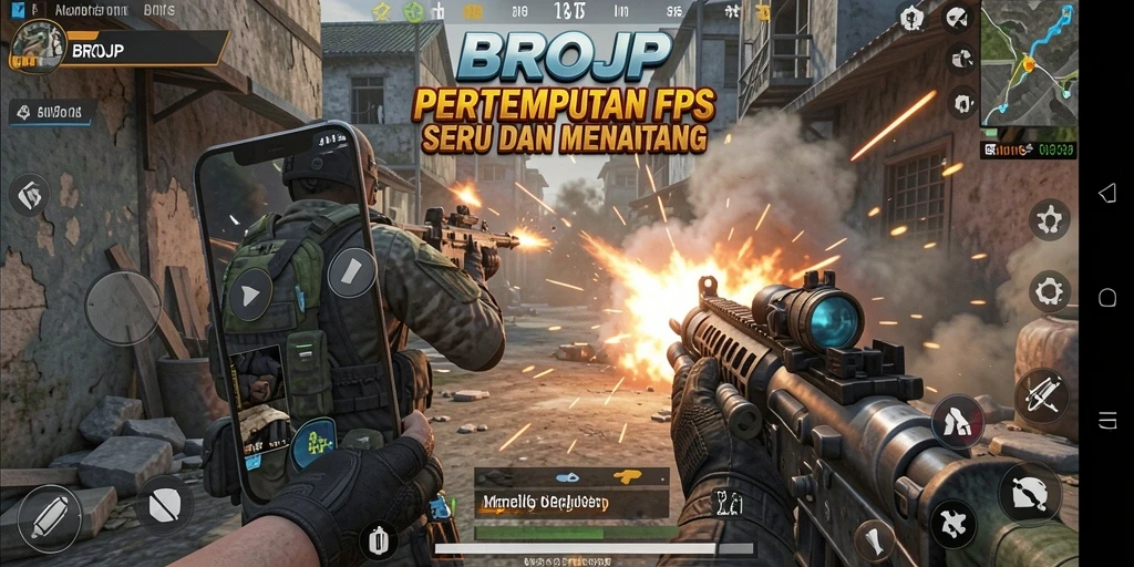 Tangkapan layar BROJP yang menunjukkan aksi tembak-menembak yang seru.