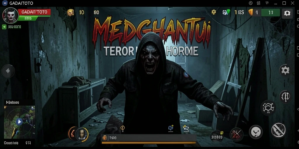 Tampilan gameplay menegangkan di GADAITOTO dengan suasana horor yang mencekam.