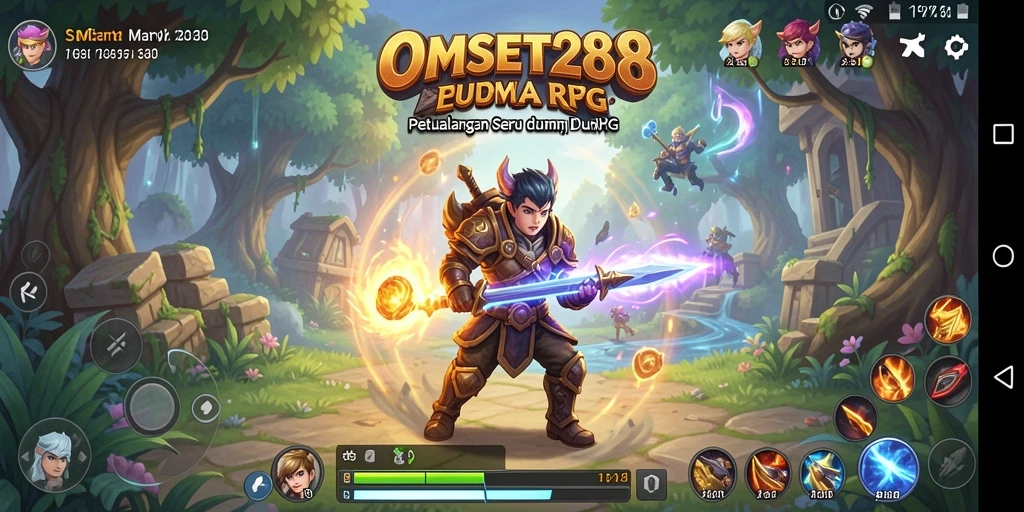 Screenshot dari gameplay seru OMSET288, menampilkan karakter dalam pertempuran.
