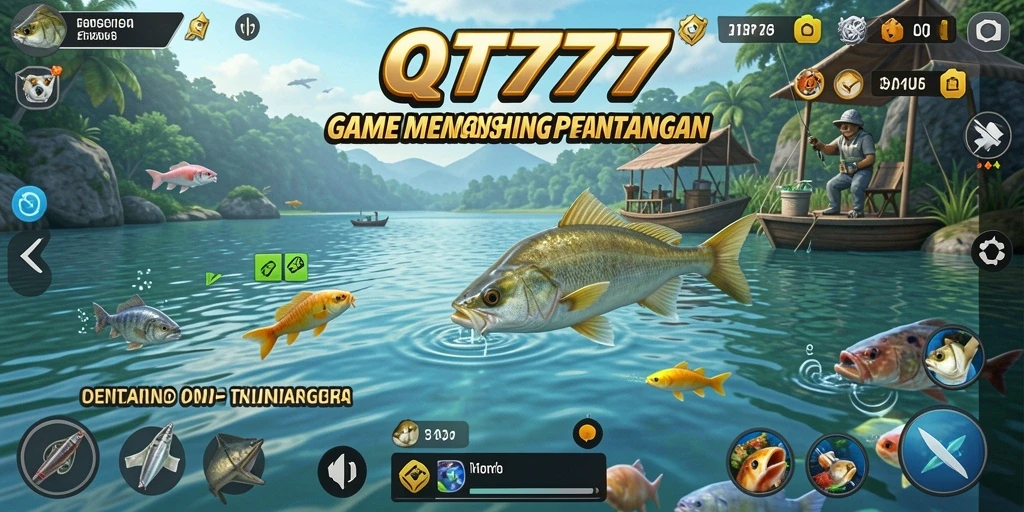 Tampilan gameplay QT777 dengan suasana memancing yang menarik.